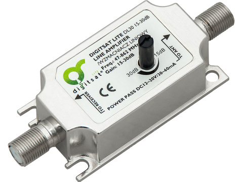 DIGITSAT LITE DL30 wzmacniacz liniowy do anteny DVB-T 12V 15-30dB na kabel przewód DIGITSAT LITE DL30 wzmacniacz liniowy do anteny DVB-T 12V 15-30dB na kabel przewód
