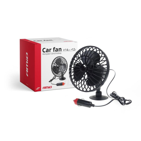 Amio wentylator, wiatrak samochodowy z przyssawką miniFAN pod zapalniczkę 12V, 14cm