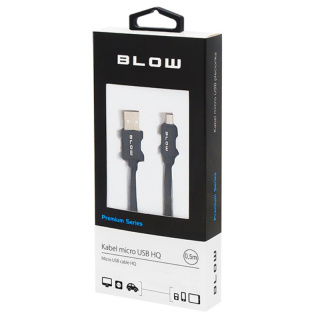 Blow Premium Series przewód USB 2.0, kabel USB typ A - micro USB oplot 0,5m czarny HQ