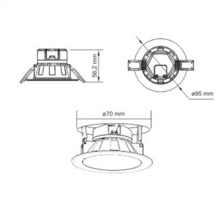 Orno oprawa downlight, podtynkowa AURA LED 7W 520LM, IP44 3000K