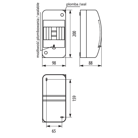 Rozdzielnica modułowa natynkowa 1x4 IP42 RNTO 4S (bez PE/N)