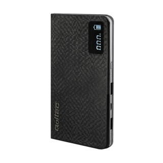 Qoltec Power Bank Slim 10000mAh, LCD, czarny