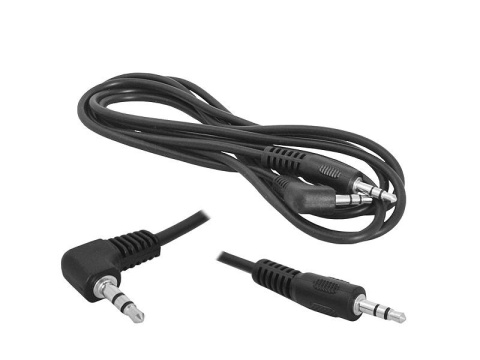 Kabel, przewód Jack 3,5mm - Jack 3,5mm wtyk kątowy 0,5M czarny