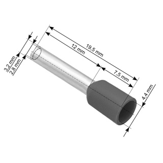 Konektor, izolowana tulejka 4 x 12 mm szara