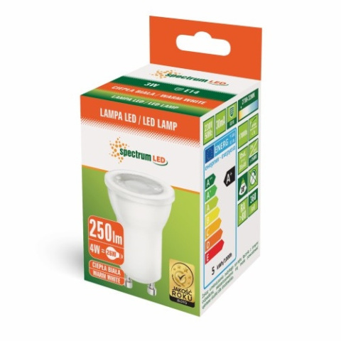 SPECTRUM Żarówka LED 4W GU10 35mm ciepły biały SPECTRUM Żarówka LED 4W GU10 35mm ciepły biały