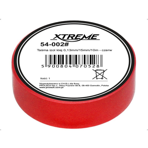 XTREME Taśma izolacyjna klejąca 0,13mmx15mmx10m czerwona