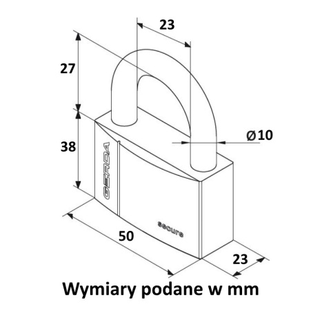 Gerda secure niklowa wzmocniona kłódka kabłąkowa 50 x 10 mm Gerda secure niklowa wzmocniona kłódka kabłąkowa 50 x 10 mm