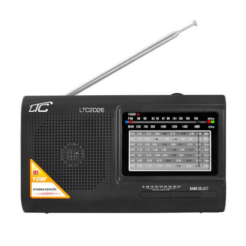 LTC radio Wilga przenośne czarne z wbudowanym akumulatorem MW / FM / SW model LTC2026 LTC radio Wilga przenośne czarne z wbudowanym akumulatorem MW / FM / SW model LTC2026