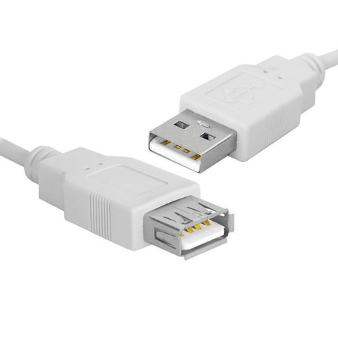 Przedłużacz USB 2.0 typ A wtyk - gniazdo 0,8M, biały