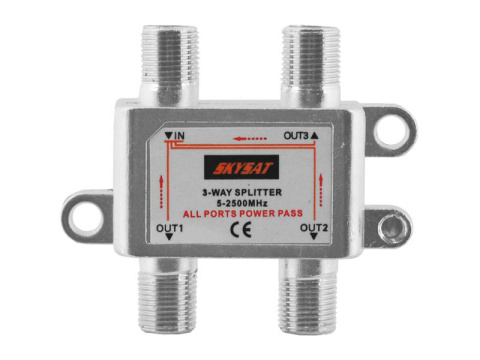 Rozgałęźnik spliter antenowy na 3 wyjścia, 5-2500MHz Rozgałęźnik spliter antenowy na 3 wyjścia, 5-2500MHz