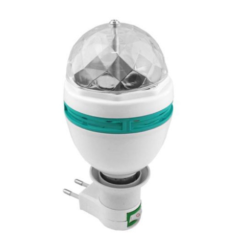 Żarówka Disco Obrotowa LED E27 3W RGB 230V z adapterem do gniazdka Żarówka Disco Obrotowa LED E27 3W RGB 230V z adapterem do gniazdka