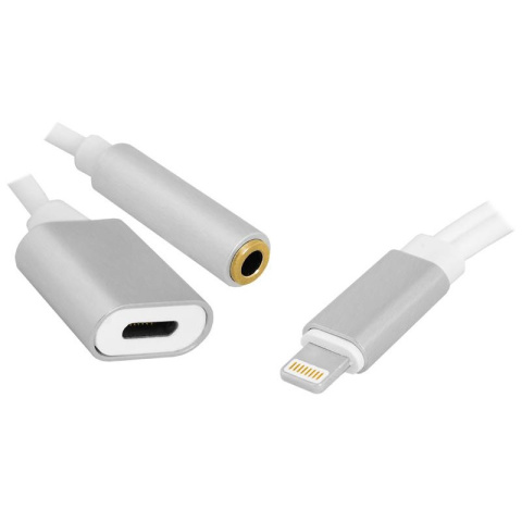 Adapter audio, przejście iPhone 5,6,7,8,X gniazdo jack, gniazdo lightning - wtyk lightning