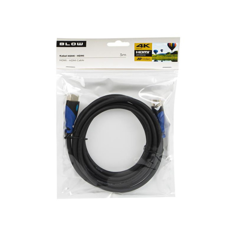 Blow przewód, kabel HDMI BLUE prosty 3M Blow przewód, kabel HDMI BLUE prosty 3M