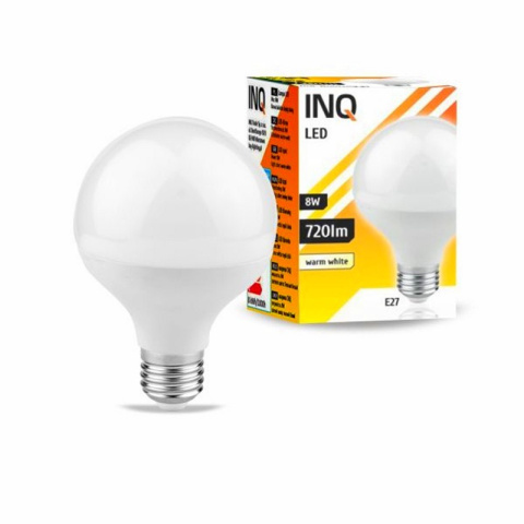 INQ żarówka lampa LED 8W E27 3000K 720LM glob ciepło biała