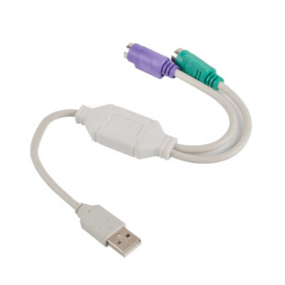 Przejście, adapter na przewodzie z PS2 (2x Gniazdo) na USB (wtyk)