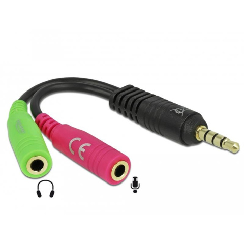 Przejściówka adapter słuchawkowy mini Jack 3.5 wtyk 4pin - 2x gniazdo