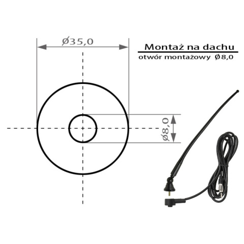 Blow antena samochodowa dachowa łamana składana FM AM 37cm FMD350 / FMD410 Blow antena samochodowa dachowa łamana składana FM AM 37cm FMD350 / FMD410