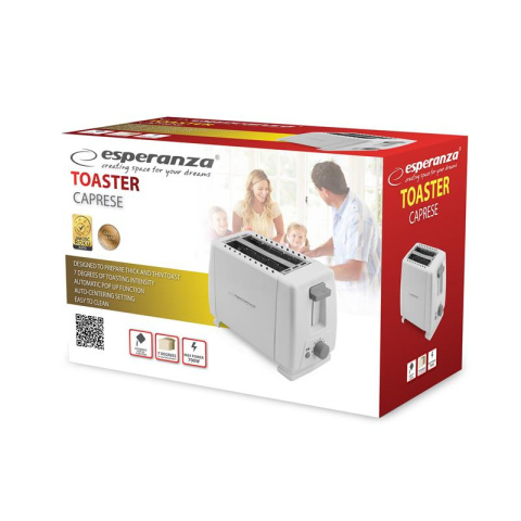 Esperanza CAPRESE toster do kanapek 600W biały Esperanza CAPRESE toster do kanapek 600W biały