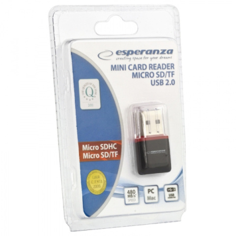 Esperanza Czytnik kart micro SD USB czarny