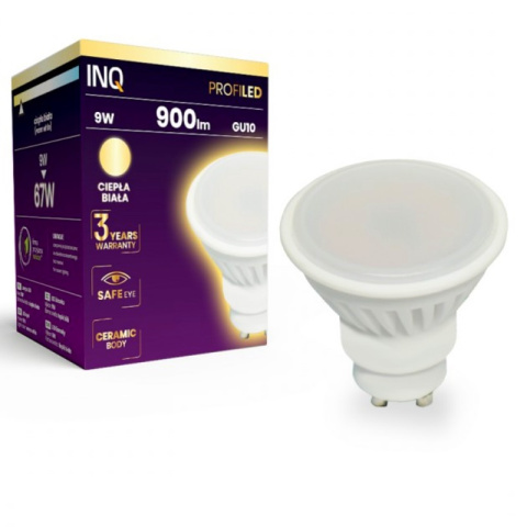 INQ żarówka lampa LED z ceramiką 9W GU10 3000K 900LM MR16 ciepło biała INQ żarówka lampa LED z ceramiką 9W GU10 3000K 900LM MR16 ciepło biała
