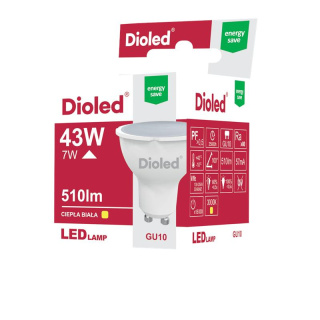 Dioled żarówka lampa LED 7W GU10 3000K 510LM reflektor ciepło biała