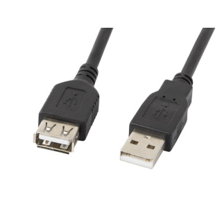 Lanberg przedłużacz USB 2.0 typ A wtyk - gniazdo, czarny, 0,7M