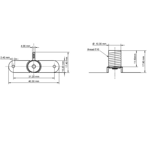 Oprawka do żarówki E10 10 W/24V DC / końcówki do wlutowania z podwyższeniem Oprawka do żarówki E10 10 W/24V DC / końcówki do wlutowania z podwyższeniem