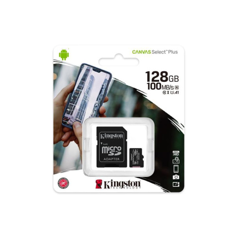 Kingston Canvas Select Plus karta pamięcie microSD 128GB V10 z adapterem