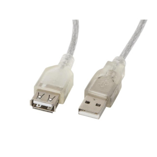 Lanberg przedłużacz USB 2.0 typ A wtyk - gniazdo, 5m, przezroczysty