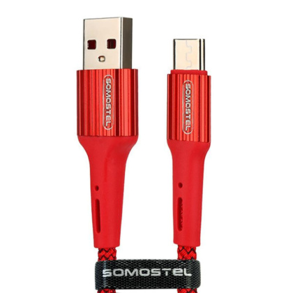 Somostel SMS-BW06 przewód, kabel USB - micro USB, 3,6A, QC 3.0, oplot, 1M, czerwony