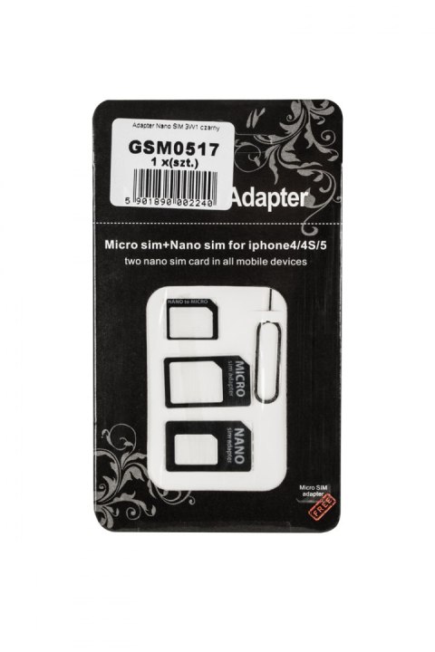 Adapter Nano SIM 3W1 czarny