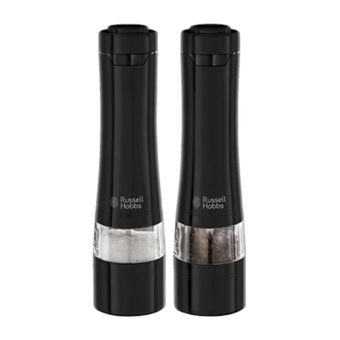 Russell Hobbs Zestaw młynków do soli pieprzu na baterie ze stali nierdzewnej czarny Russell Hobbs Zestaw młynków do soli pieprzu na baterie ze stali nierdzewnej czarny