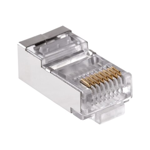 Wtyk telefon. RJ45 8P 8C(drut)przelotowy CAT.5E ekranowany