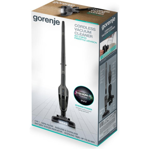 Gorenje SVC216FGD Odkurzacz pionowy akumulatorowy z podświetleniem LED do 60min