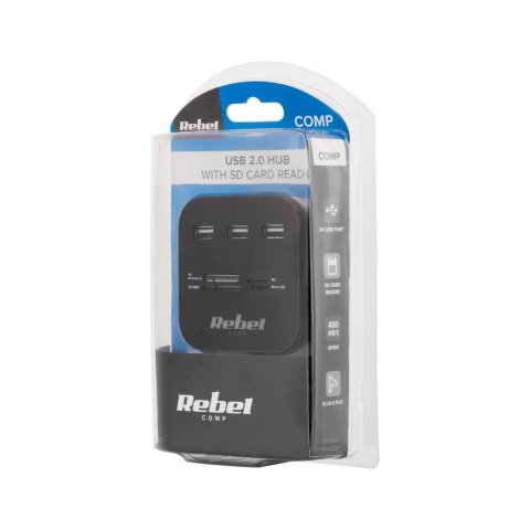 HUB USB 2.0 3 portowy z czytnikiem kart pamięci HUB USB 2.0 3 portowy z czytnikiem kart pamięci