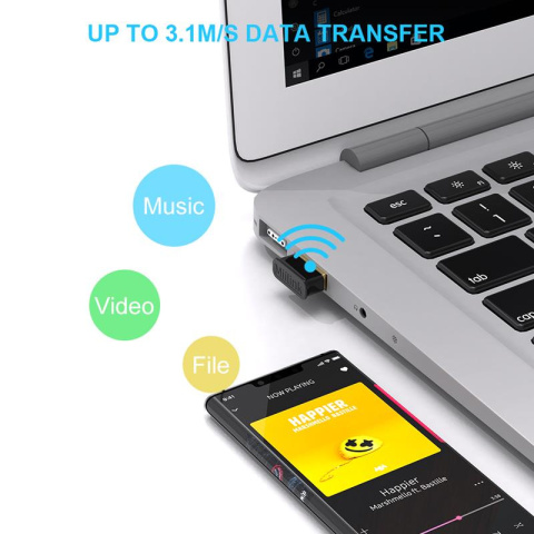 1Mii Adapter Bluetooth 5.0 + EDR do komputera Windows, słuchawek 1Mii Adapter Bluetooth 5.0 + EDR do komputera Windows, słuchawek