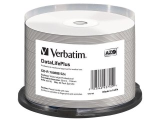 CDR VERBATIM 700MB AZO DATALIFE+ PRINTABLE NO ID (CAKE 50)