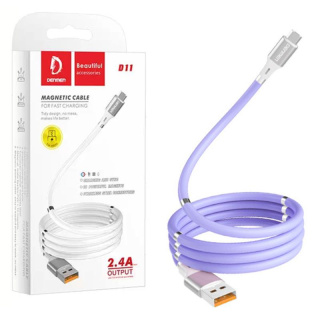 Denmen D11T Przewód USB typ-C magnetyczny fioletowy 1m