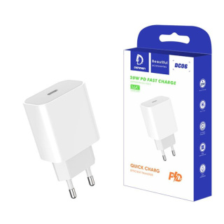 Denmen DC06 Ładowarka sieciowa USB Typ-C 3,6A 20w biała szybka i mocna