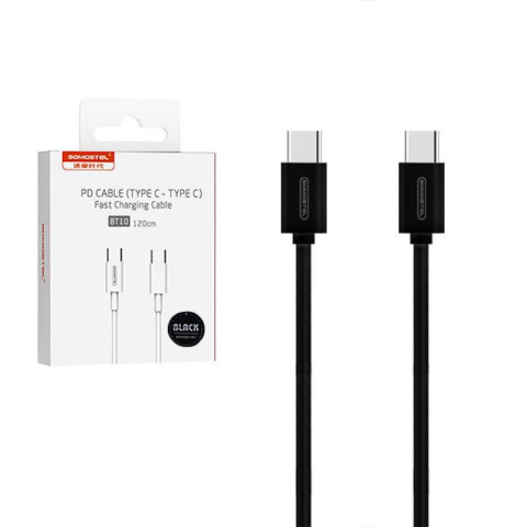 Somostel Przewód USB typ-c wtyk-wtyk czarny 5A 18W 1,2m Somostel Przewód USB typ-c wtyk-wtyk czarny 5A 18W 1,2m
