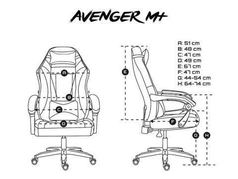 FOTEL GAMINGOWY FURY AVENGER M+ CZARNO-BIAŁY (USZKODZONE OPAKOWANIE)