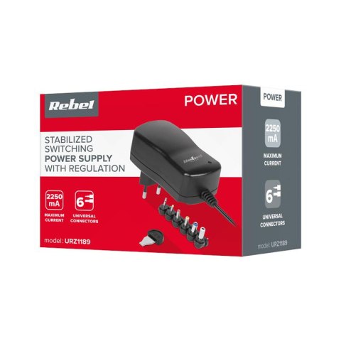 Rebel Zasilacz regulowany uniwersalny 12V 2250mA Rebel Zasilacz regulowany uniwersalny 12V 2250mA