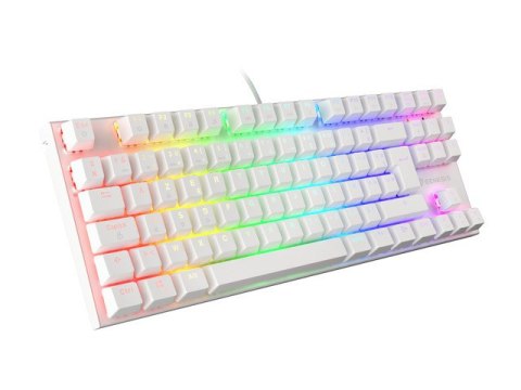 KLAWIATURA DLA GRACZY GENESIS THOR 303 TKL WHITE FR PODŚWIETLENIE RGB MECHANICZNA BROWN SWITCH