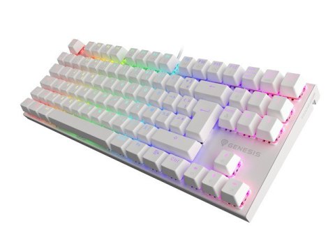 KLAWIATURA DLA GRACZY GENESIS THOR 303 TKL WHITE FR PODŚWIETLENIE RGB MECHANICZNA BROWN SWITCH