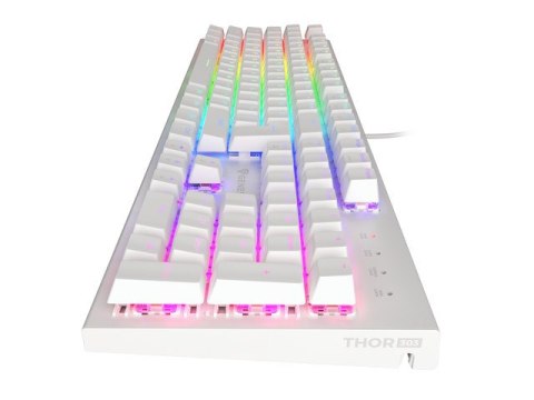 KLAWIATURA DLA GRACZY GENESIS THOR 303 WHITE US PODŚWIETLENIE RGB MECHANICZNA BROWN SWITCH