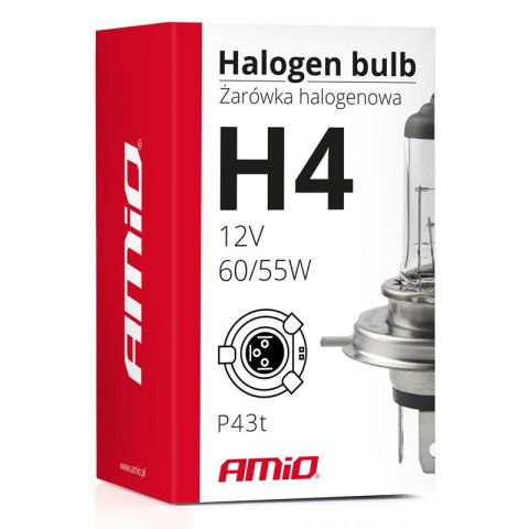 Amio żarówka samochodowa H4 12V 60/55W Amio żarówka samochodowa H4 12V 60/55W