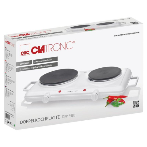 Clatronic DKP 3583 Kuchenka 2 palnikowa 2500W biała Clatronic DKP 3583 Kuchenka 2 palnikowa 2500W biała