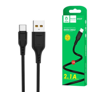 Denmen D23T Przewód USB Typ-C 2.1A 2m czarny