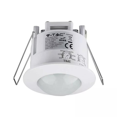 Czujnik Ruchu Sufitowy 360st Wpuszczany Okrągły Biały V-TAC VT-8029 Czujnik Ruchu Sufitowy 360st Wpuszczany Okrągły Biały V-TAC VT-8029