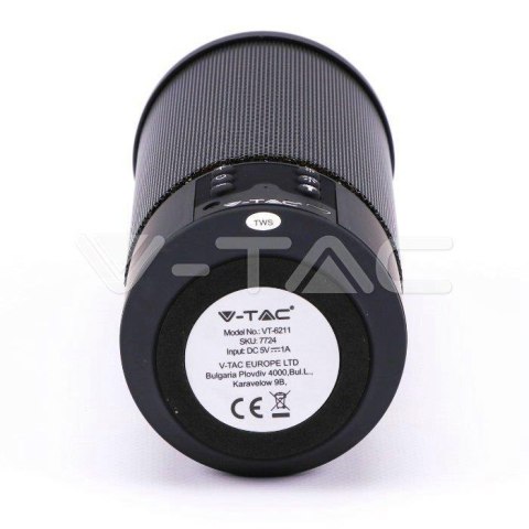 Przenośny Głośnik V-TAC Bluetooth Diody LED 6 ustawień światła TWS 1200mAh VT-6211 Przenośny Głośnik V-TAC Bluetooth Diody LED 6 ustawień światła TWS 1200mAh VT-6211